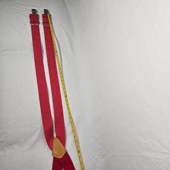 USA Vintage 70's Red CANVAS Straps TOP-GRAIN Leather CLIPS 46" X 2" Suspenders. - Picture 15 of 17